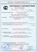 Сертификат соответствия. Жалюзи-роллеты ЖР.АER/55 SCR Российская Федерация