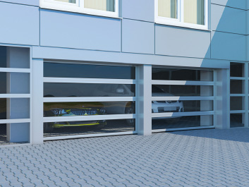 Промышленные секционные ворота с панорамным остеклением DoorHan ISD02