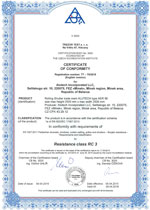 Сертификат RС3 класса сопротивления ко взлому согласно EN 1627:2011