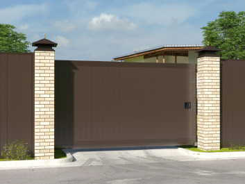 Откатные уличные ворота в алюминиевой раме с заполнением сэндвич-панелями стандартных размеров DoorHan SLG-S